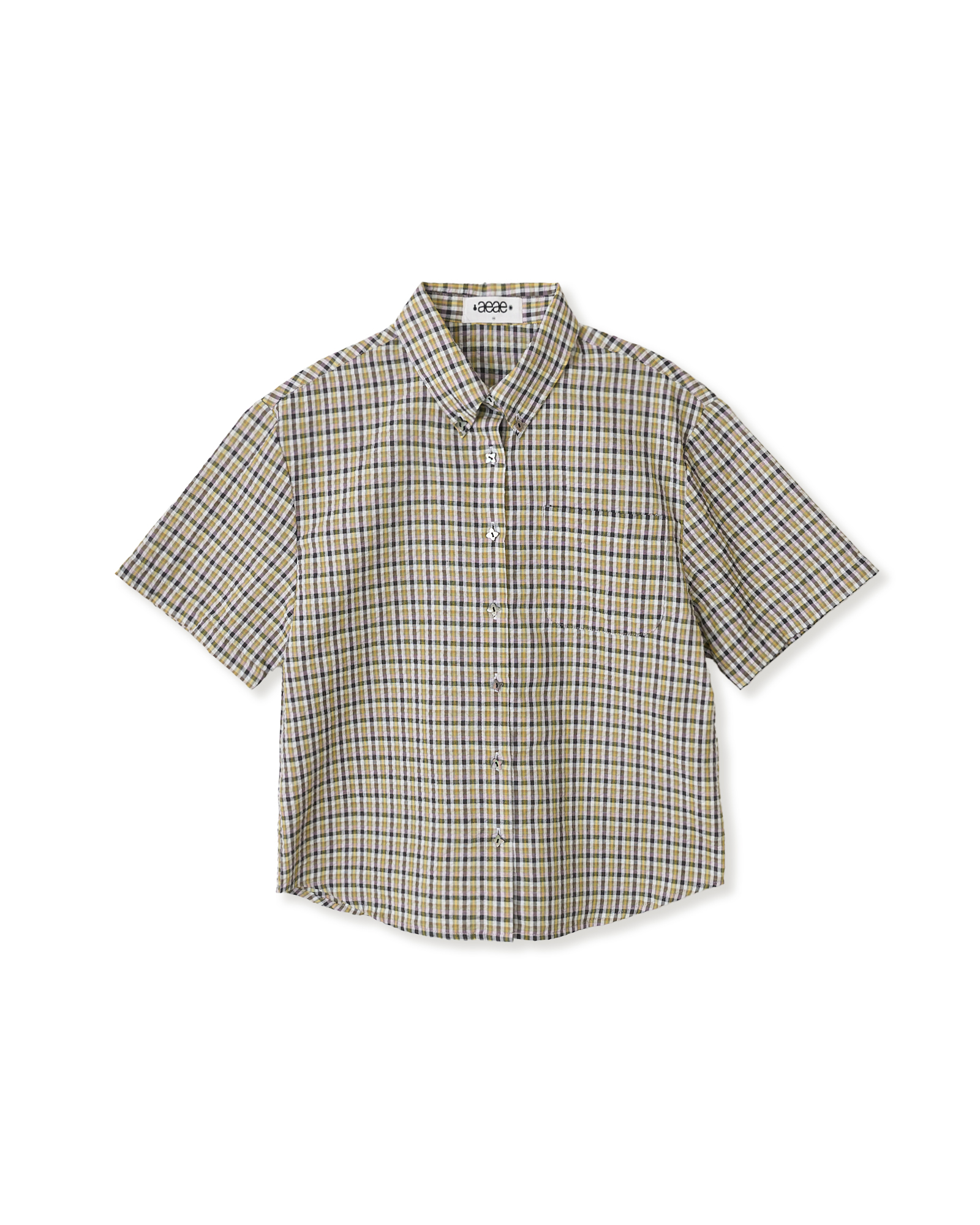FLOWER BUTTON CHECK SHIRTS [YELLOW]