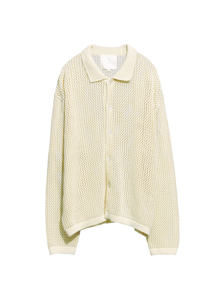 X YEAh Netted Collar Cardigan [Natural]