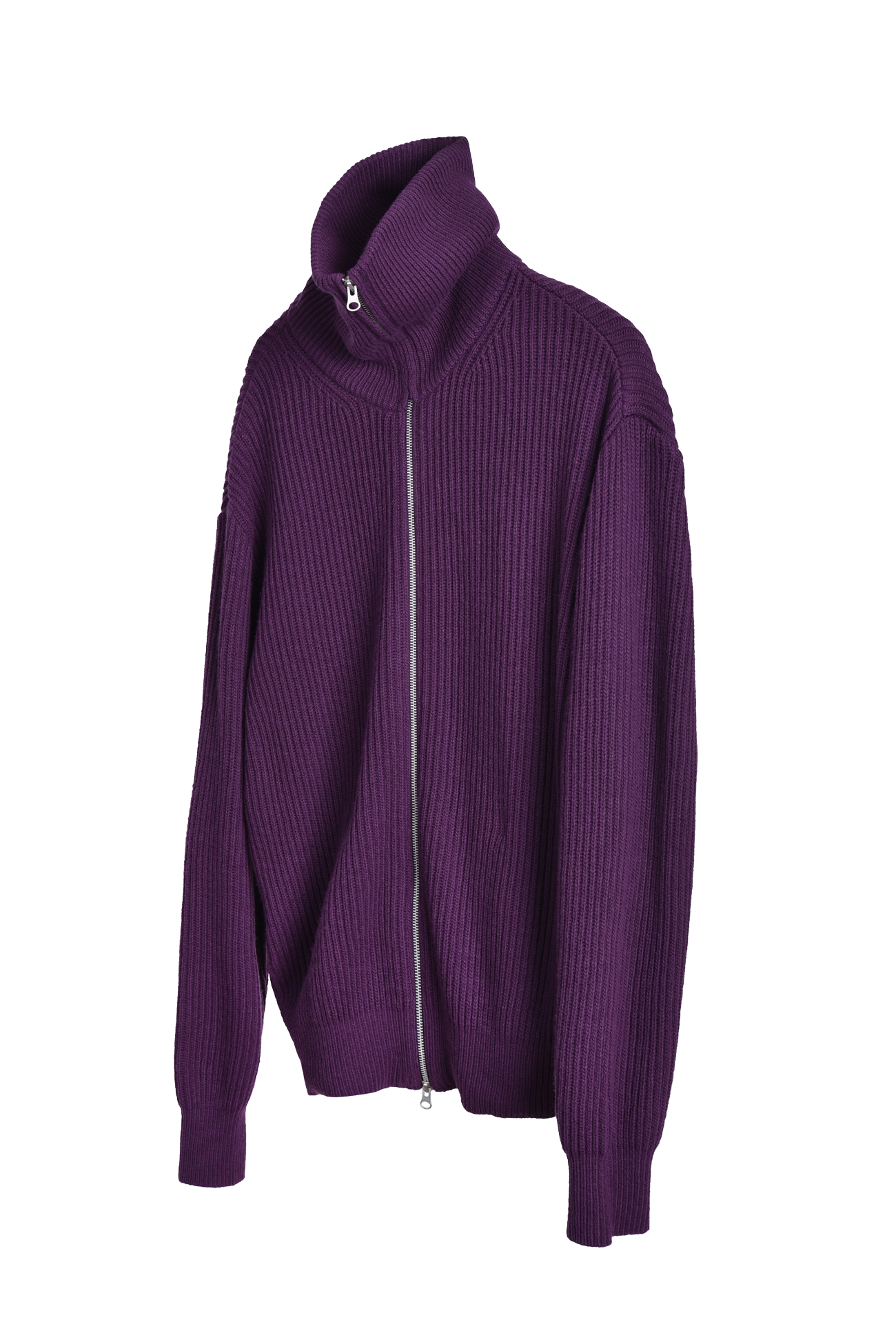 Highneck Cashmere Knit Zip Up [Purple]