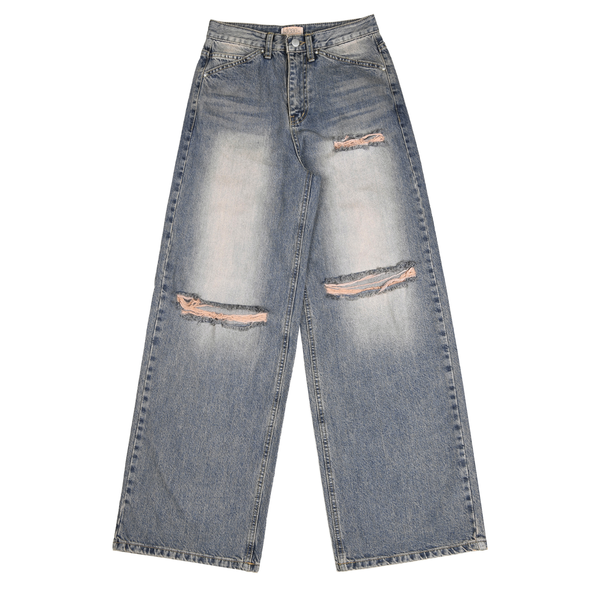 STITCH WASHED JEANS - [PINK BRUSH]
